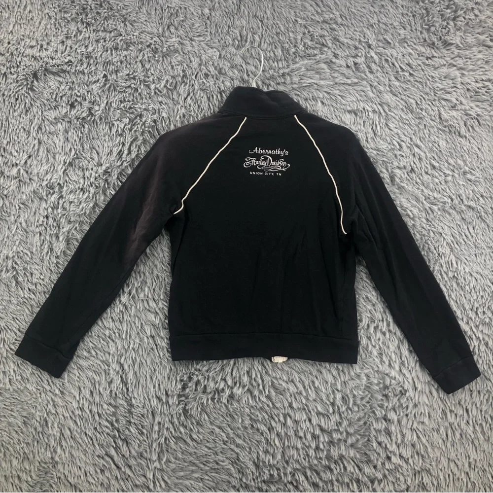 Harley Davidson Jacket Womens Small Black Lightweight Black Logo Pockets